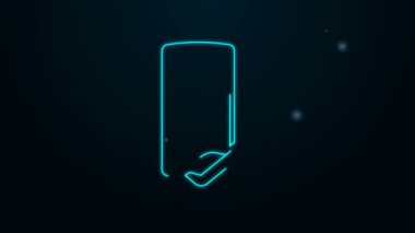 Cep telefonu simgesinde parlayan neon hattı uçuş modu siyah arkaplanda izole edildi. Uçak ya da uçak çevrimdışı mod yolcu tüzüğü havayolu. 4K Video hareketli grafik canlandırması