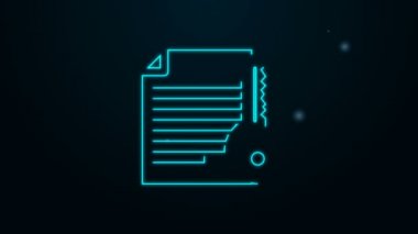 Parlayan neon hattı Akıllı sözleşme simgesi siyah arkaplanda izole edildi. Engelleme teknolojisi, kripto para madenciliği, bitcoin, altsikkeler, dijital para piyasası. 4K Video hareketli grafik canlandırması