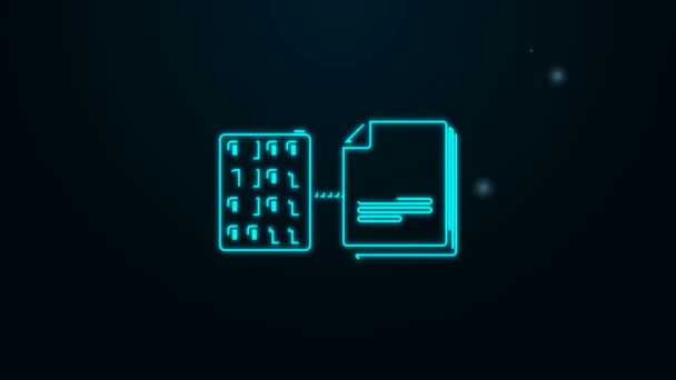 Lumineux néon ligne Smart icône de contrat isolé sur fond noir. Technologie blockchain, crypto-monnaie minière, Bitcoin, altcoins, marché monétaire numérique. Animation graphique de mouvement vidéo 4K — Video