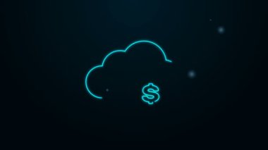 Parlayan neon hattı Kripto para birimi bulut madenciliği ikonu siyah arka planda izole edildi. Engelleme teknolojisi, bitcoin, dijital para piyasası, kripto para cüzdanı. 4K Video hareketli grafik canlandırması