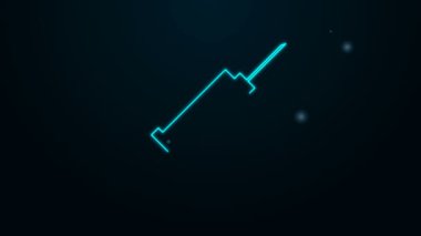 Parlayan neon çizgisi şırınga simgesi siyah arkaplanda izole edildi. Aşı için şırınga, aşı, iğne, grip aşısı. Tıbbi ekipman. 4K Video hareketli grafik canlandırması