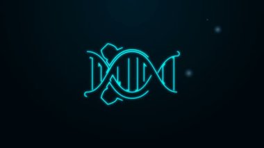Parlayan neon hattı Genetik mühendisliği simgesi siyah arkaplanda izole edildi. DNA analizi, genetik testler, klonlama, babalık testi. 4K Video hareketli grafik canlandırması