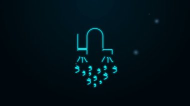 Parlak neon hattı mıknatısı ve siyah arka planda izole edilmiş para simgesi. Yatırım ve para çekme kavramı. Büyük işletmelerin kazanç kaynağı ve başarısı. 4K Video hareketli grafik canlandırması
