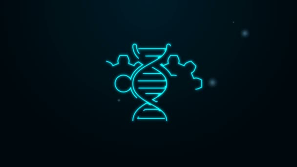 Linha de néon brilhante Ícone de edição de genes isolado no fundo preto. Engenharia genética. Pesquisa de ADN, pesquisa. Animação gráfica em movimento de vídeo 4K — Vídeo de Stock