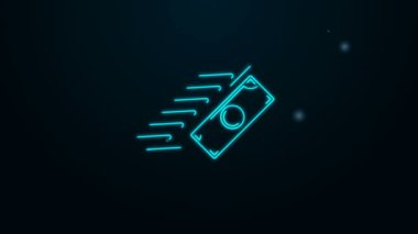 Parlayan neon hattı Hızlı ödeme simgesi siyah arkaplanda izole edildi. Hızlı para transferi ödemesi. Finansal hizmetler, hızlı kredi, zaman para, nakit iade konsepti. 4K Video hareketli grafik canlandırması
