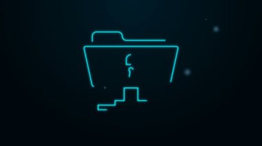 Parlayan neon hattı FTP dizini ve kilit simgesi siyah arkaplanda izole edildi. Yazılım güncellemesi konsepti, ftp transfer protokolü. Güvenlik, güvenlik, koruma kavramı. 4K Video hareketli grafik canlandırması
