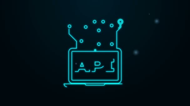 Leuchtendes Neon Line Computer-API-Interface-Symbol isoliert auf schwarzem Hintergrund. Application Programming Interface API-Technologie. Software-Integration. 4K Video Motion Grafik Animation — Stockvideo