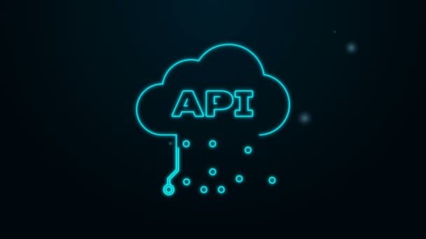 Φωτεινή γραμμή νέον Σύννεφο api interface εικονίδιο απομονωμένο σε μαύρο φόντο. Τεχνολογία API διεπαφών προγραμματισμού εφαρμογών. Ενσωμάτωση λογισμικού. 4K Γραφική κίνηση κίνησης βίντεο — Αρχείο Βίντεο