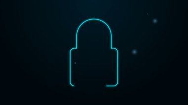Parlayan neon çizgi simgesi siyah arkaplanda izole edildi. Kapalı asma kilit işareti. Siber güvenlik kavramı. Dijital veri koruması. Güvenlik kilidi. 4K Video hareketli grafik canlandırması