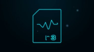 Parlayan neon hattı MP3 dosya belgesi. Siyah arkaplanda izole edilmiş mp3 düğmesi simgesi indir. Mp3 müzik format işareti. MP3 dosya sembolü. 4K Video hareketli grafik canlandırması