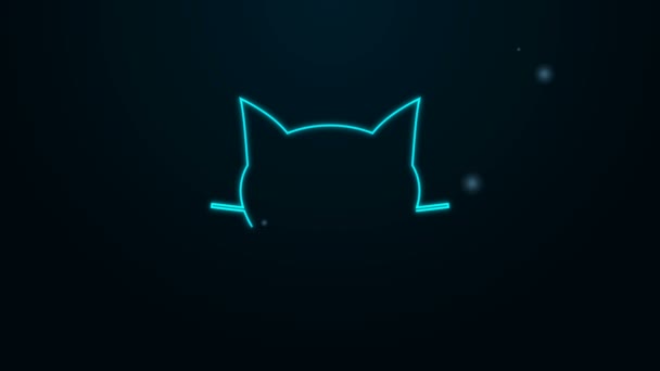Icono Gato de línea de neón brillante aislado sobre fondo negro. Animación gráfica de vídeo 4K — Vídeos de Stock
