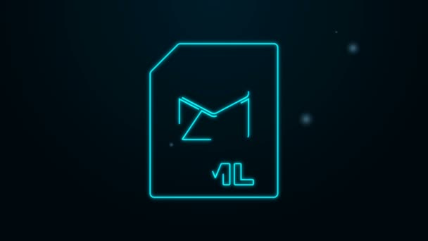 Glowing neon line EML file document. Download eml button icon isolated on black background. EML file symbol. 4K Video motion graphic animation — Stock Video