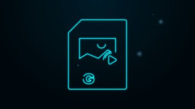 Parlayan neon hattı GIF dosya belgesi. Siyah arkaplanda gif düğmesi simgesi indir. GIF dosya simgesi. 4K Video hareketli grafik canlandırması