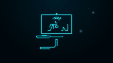 Parlayan neon hattı VPN Bilgisayar ağı simgesi siyah arkaplanda izole edildi. Laptop ağı. İnternet bağlantısı. 4K Video hareketli grafik canlandırması