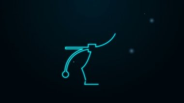 Parlayan neon çizgisi Bezier eğrisi simgesi siyah arkaplanda izole edildi. Kalem aracı simgesi. 4K Video hareketli grafik canlandırması