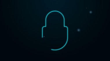 Parlayan neon çizgi simgesi siyah arkaplanda izole edildi. Asma kilit işareti. Güvenlik, güvenlik, koruma, gizlilik kavramı. 4K Video hareketli grafik canlandırması