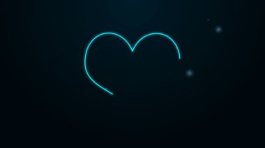 Siyah arkaplanda izole edilmiş anahtar deliği simgesi olan parlayan neon çizgisi Heart. Kilitli Kalp. Aşk sembolü ve anahtar deliği işareti. 4K Video hareketli grafik canlandırması