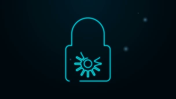 Linha de néon brilhante Ícone de roda de bloqueio de combinação segura isolado no fundo preto. Cadeado combinado. Segurança, segurança, proteção, senha, privacidade. Animação gráfica em movimento de vídeo 4K — Vídeo de Stock