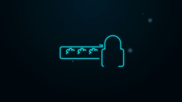 Świecąca neon linia Zabezpieczenie hasłem i ikona dostępu bezpieczeństwa izolowana na czarnym tle. Zamknąć ikonę. Bezpieczeństwo, ochrona, koncepcja prywatności. 4K Animacja graficzna ruchu wideo — Wideo stockowe