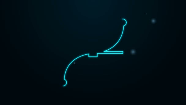 Icono de curva de Bezier de línea de neón brillante aislado sobre fondo negro. Icono de herramienta de pluma. Animación gráfica de vídeo 4K — Vídeo de stock