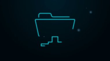 Parlayan neon hattı FTP operasyon simgesi siyah arkaplanda izole edildi. Yazılım güncellemesi, transfer protokolü, takım çalışması araç yönetimi, kopyalama süreci. 4K Video hareketli grafik canlandırması