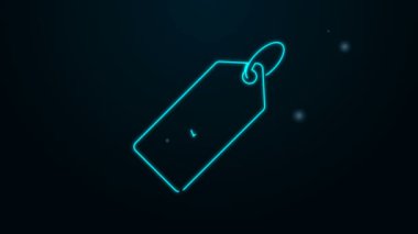Siyah arkaplanda izole edilmiş satılık bir simgeyle parlayan neon çizgisi Price etiketi. Rozet fiyatına. Reklam etiketi indirimi. 4K Video hareketli grafik canlandırması
