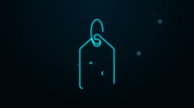 Parlayan neon hattı% indirimli etiket simgesi siyah arkaplanda izole edildi. Etiket alışverişi. Özel teklif işareti. İndirim kuponları sembolü. 4K Video hareketli grafik canlandırması