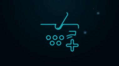 Parlayan neon hattı Siyah arkaplanda izole edilmiş alışveriş sepeti simgesine ekle. İnternetten satın alma konsepti. Servis tabelası. Süpermarket sepeti sembolü. 4K Video hareketli grafik canlandırması