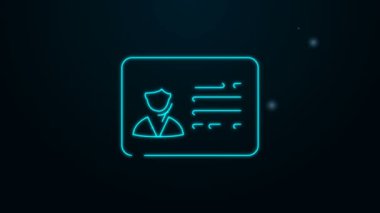 Parlayan neon hattı tanımlama rozet çizgisi simgesi siyah arkaplanda izole edildi. Sunum için, şirketin kimliği için, reklam için kullanılabilir. 4K Video hareketli grafik canlandırması