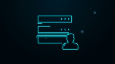 Parlayan neon hattı müşteri hizmetleri sunucusu simgesi siyah arkaplanda izole edildi. Erkek operatörle teknik destek konsepti. Çağrı merkezi işareti. 4K Video hareketli grafik canlandırması