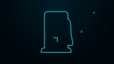 Parlayan neon hattı elektrik araba şarj istasyonu simgesi siyah arkaplanda izole edildi. Eko elektrik yakıt pompası tabelası. 4K Video hareketli grafik canlandırması