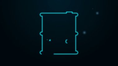 Parlayan neon hattı biyo yakıt varili ikonu siyah arka planda izole edildi. Çevre biyolojisi ve tüp. Yeşil çevre ve geri dönüşüm. 4K Video hareketli grafik canlandırması
