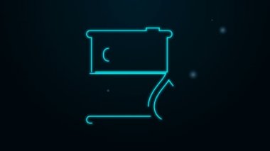 Parlayan neon hattı yağ varili simgesi siyah arkaplanda izole edildi. Yağ bidonu. Bilgi grafikleri, yakıt, endüstri, güç, ekoloji için. 4K Video hareketli grafik canlandırması
