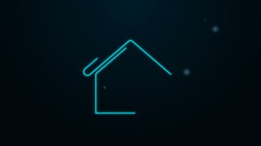 Parlayan neon hattı ev simgesi siyah arkaplanda izole edildi. Ev sembolü. 4K Video hareketli grafik canlandırması