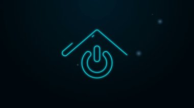 Parlayan neon hattı Akıllı ev simgesi siyah arkaplanda izole edildi. Uzaktan kumanda. 4K Video hareketli grafik canlandırması