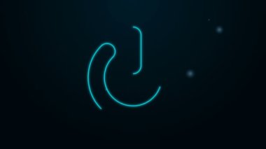 Parlayan neon hattı güç simgesi siyah arkaplanda izole edildi. Başlat işareti. 4K Video hareketli grafik canlandırması