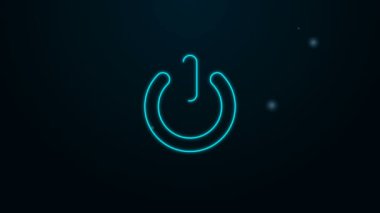 Parlayan neon hattı güç simgesi siyah arkaplanda izole edildi. Başlat işareti. 4K Video hareketli grafik canlandırması