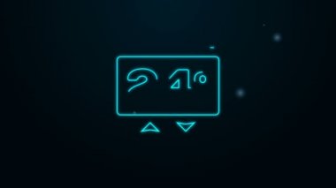 Parlayan neon hattı Termostat simgesi siyah arkaplanda izole edildi. Sıcaklık kontrolü. 4K Video hareketli grafik canlandırması