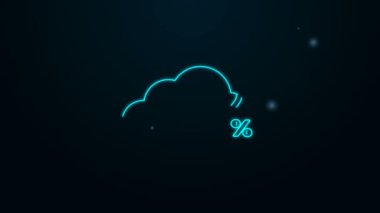 Parlayan neon hattı Nem simgesi siyah arkaplanda izole edildi. Hava durumu, meteoroloji, bulut, termometre sembolü. 4K Video hareketli grafik canlandırması