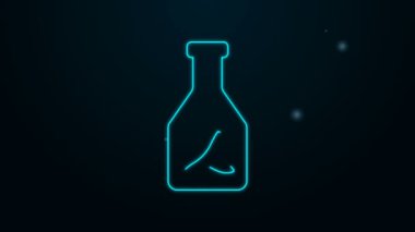 Parlayan neon çizgisi Ketçap şişesi simgesi siyah arkaplanda izole edilmiş. Kırmızı biberli tabela. Barbekü ve barbekü ızgara sembolü. 4K Video hareketli grafik canlandırması