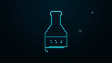 Parlayan neon çizgisi Ketçap şişesi simgesi siyah arkaplanda izole edilmiş. Barbekü ve barbekü ızgara sembolü. 4K Video hareketli grafik canlandırması