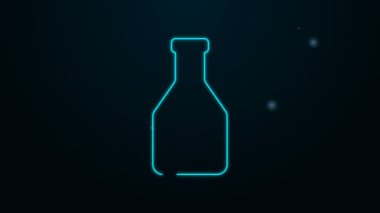 Parlayan neon çizgisi Ketçap şişesi simgesi siyah arkaplanda izole edilmiş. 4K Video hareketli grafik canlandırması