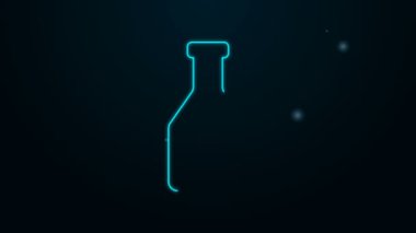 Parlayan neon çizgisi Ketçap şişesi simgesi siyah arkaplanda izole edilmiş. 4K Video hareketli grafik canlandırması
