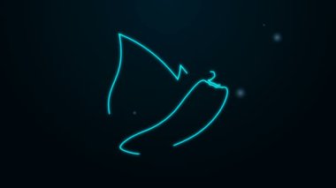 Parlayan neon hattı Siyah arka planda izole edilmiş acı biber kabuğu simgesi. Market, mutfak ürünleri, baharat ve baharat paketi, yemek kitabı için tasarım. 4K Video hareketli grafik canlandırması