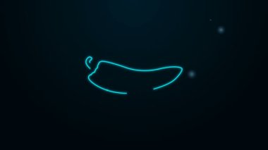Parlayan neon hattı Siyah arka planda izole edilmiş acı biber kabuğu simgesi. Market, mutfak ürünleri, baharat ve baharat paketi, yemek kitabı için tasarım. 4K Video hareketli grafik canlandırması