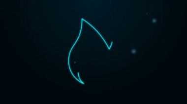 Parlayan neon hattı alev ikonu siyah arkaplanda izole edildi. Isı sembolü. 4K Video hareketli grafik canlandırması