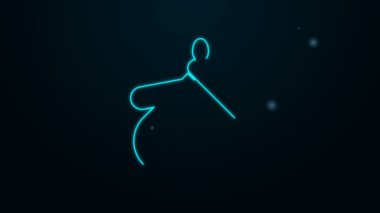 Parlayan neon hattı fırın simgesi siyah arkaplanda izole edildi. Mutfak tutacağı işareti. Yemek eldiveni. 4K Video hareketli grafik canlandırması