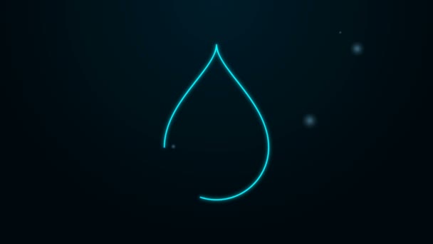 Leuchtende Neon-Linie Wasserenergie-Symbol isoliert auf schwarzem Hintergrund. Ökologisches Konzept mit Wassertropfen. Alternatives Energiekonzept. 4K Video Motion Grafik Animation — Stockvideo