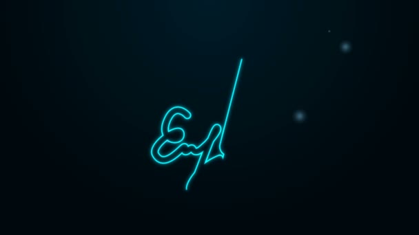 Leuchtende Leuchtschrift Signature Line Symbol isoliert auf schwarzem Hintergrund. Stift und unterschreibe, unterschreibe, ratifiziere. 4K Video Motion Grafik Animation — Stockvideo