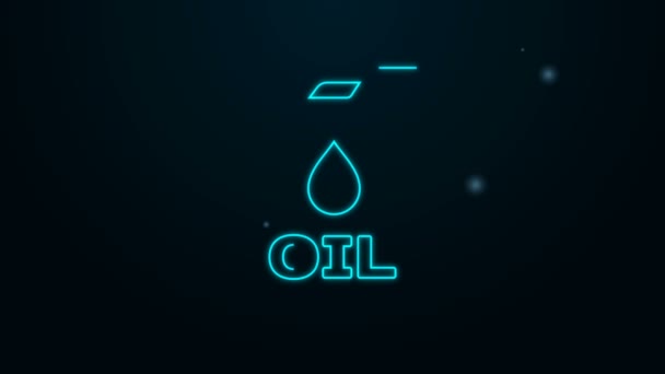 Glow neon line Bidon en plastique pour machine à moteur icône de l'huile isolé sur fond noir. gallon d'huile. Service et réparation de vidange d'huile. Panneau d'huile moteur. Animation graphique de mouvement vidéo 4K — Video